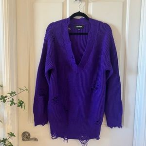 SER.O.YA Revolve Rumi Sweater Dress in Violet Purple Distressed Size XS